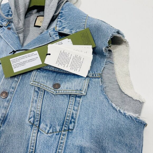 Gucci Men Size 48/ M Denim Gilet Vest Jacket Hooded Hollywood Babylon NWT $3150 - Picture 11 of 16